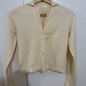 OAK + FORT Cream Button-Up Cardigan